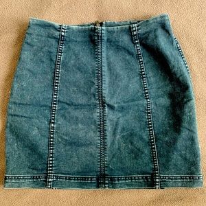 Free People Zip-Up Denim Mini Skirt
